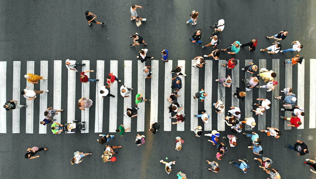 Aerial People Crowd Many People Going Through The Pedestrian Crosswalk Dmytro Varavin